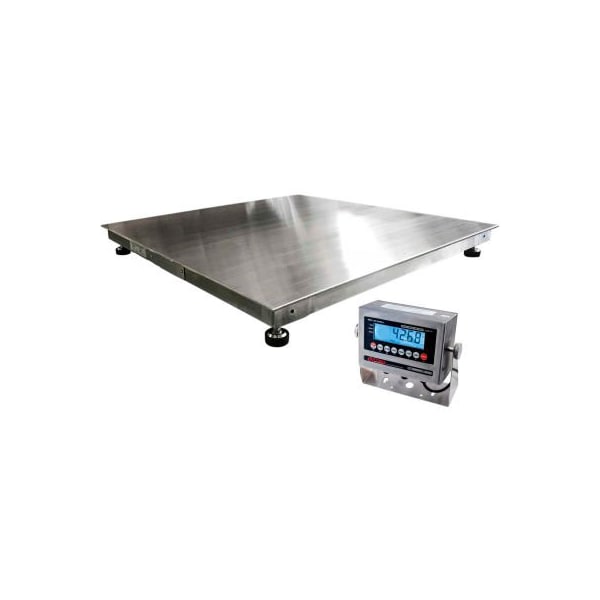 Optima Scale Mfg. Optima 916 Series NTEP Stainless Steel Heavy Duty Pallet Scale W/LCD Indicator, 4'x4', 5,000lb x 1lb OP-916SS-4x4-5LCD - main